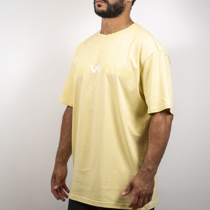 T-shirt Oversize Solide Unisex Jaune Pastel